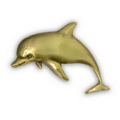 Animal Pin - Dolphin, Antique Gold